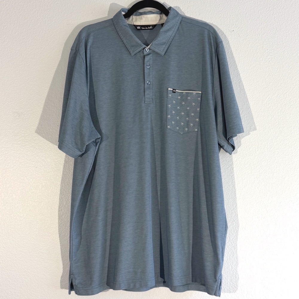 Travis Mathew Mens XXXL Golf Palm Tree Pocket Pima Cotton Blend Polo Shirt